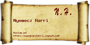 Nyemecz Harri névjegykártya